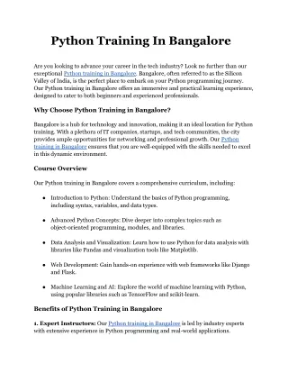 Python Training In Bangalore