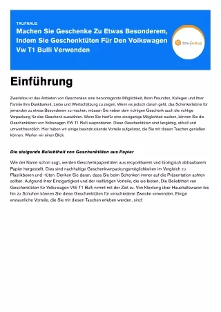 Machen Sie Geschenke Zu Etwas Besonderem,Indem Sie Geschenktüten Für Den VolkswagenVw T1 Bulli Verwenden