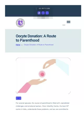 Oocyte Donation - A Route to Parenthood