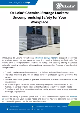 Oz Loka® Chemical Storage Lockers Uncompromising Safety for Your Workplace