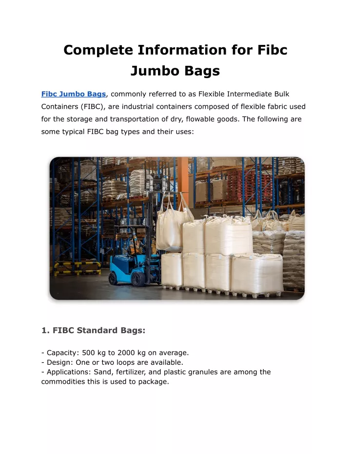 complete information for fibc jumbo bags