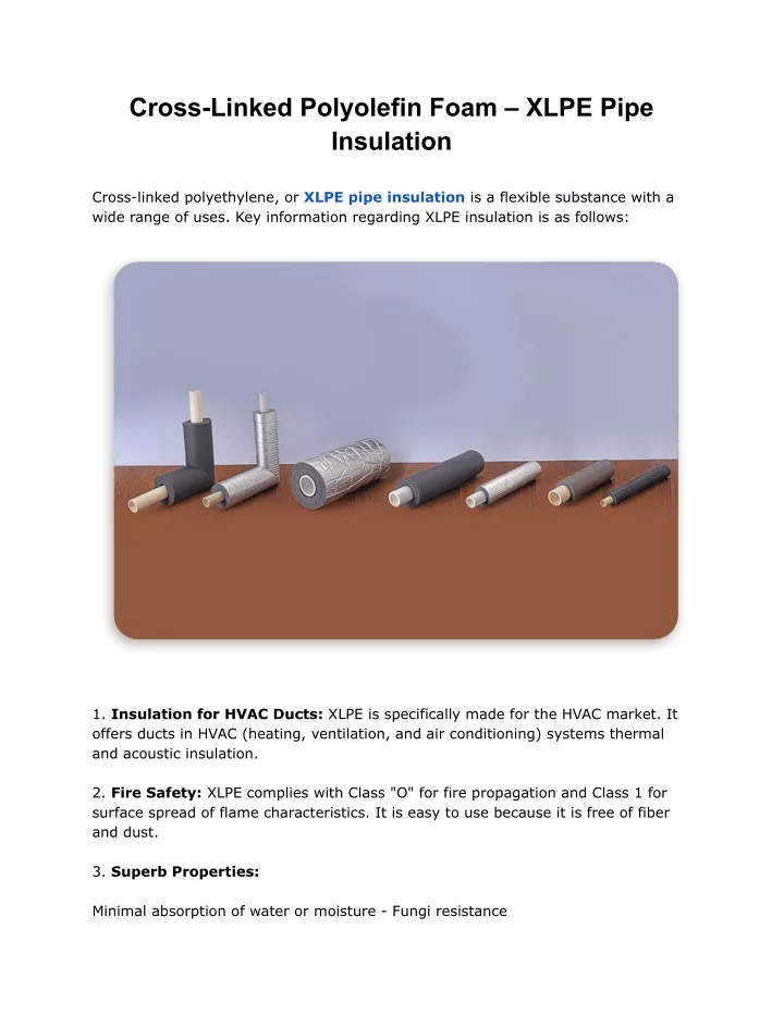 cross linked polyolefin foam xlpe pipe insulation