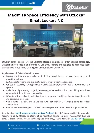 Maximise Space Efficiency with OzLoka® Small Lockers NZ