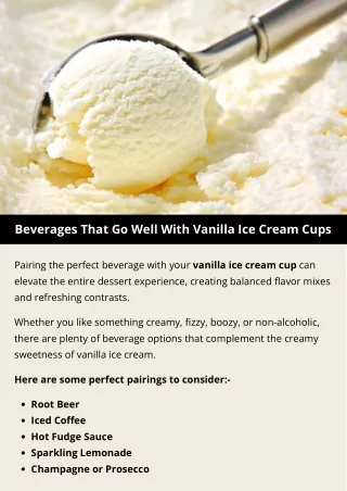 Beverages That Go Well With Vanilla Ice Cream Cups