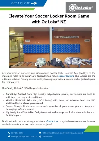 Elevate Your Soccer Locker Room Game with Oz Loka® NZ