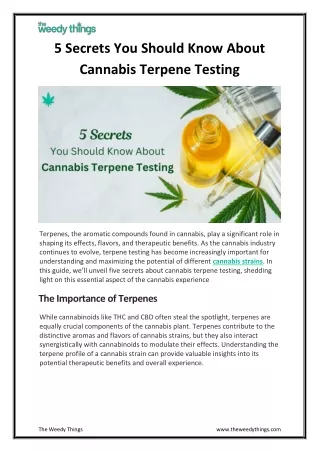 5 Secrets You Should Know About Cannabis Terpene Testing