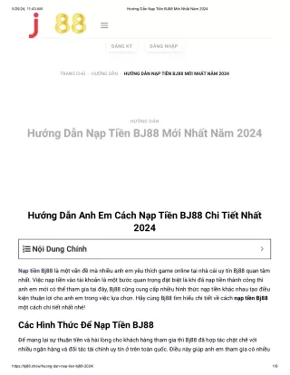 Hướng Dẫn Nạp Tiền BJ88 Mới Nhất Năm 2024