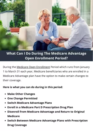 What Can I Do During The Medicare Advantage Open Enrollment Period