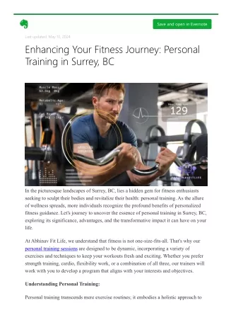 Enhancing Your Fitness Journey: Personal Training in Surrey, BC
