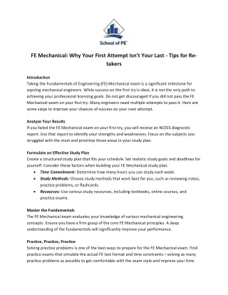 FE Mechanical Why Your First Attempt Isn't Your Last - Tips for Re-takers