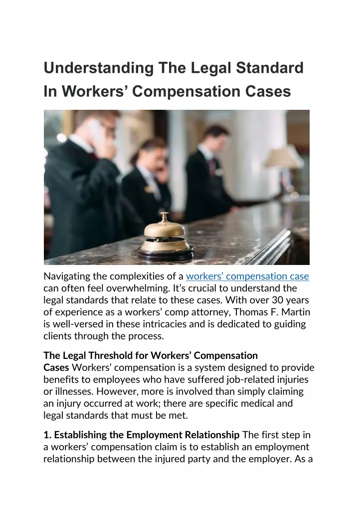 understanding the legal standard in workers