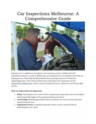 Car Inspections Melbourne A Comprehensive Guide