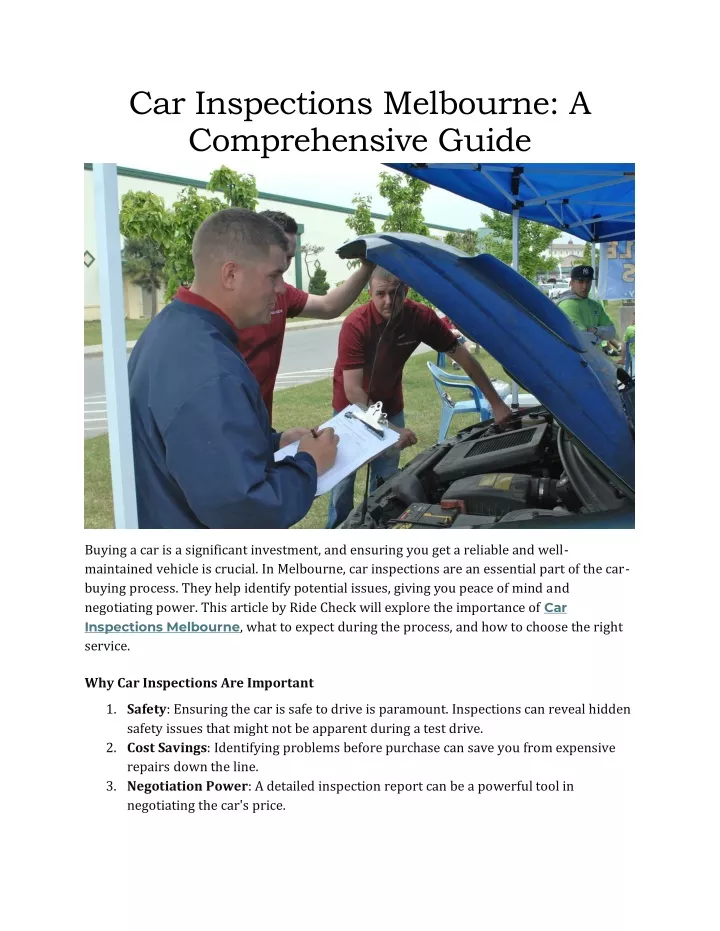car inspections melbourne a comprehensive guide