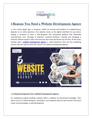 5 Reasons You Need a Website Development Agency