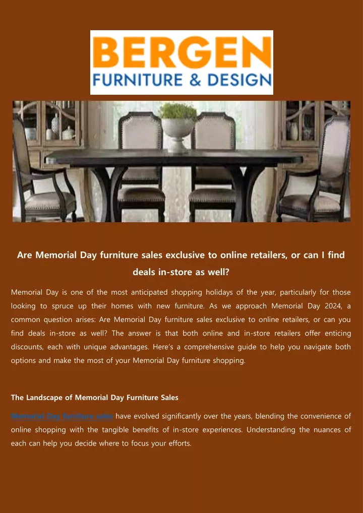 are memorial day furniture sales exclusive