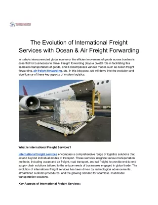 The Evolution of International Freight Services with Ocean & Air Freight Forwarding