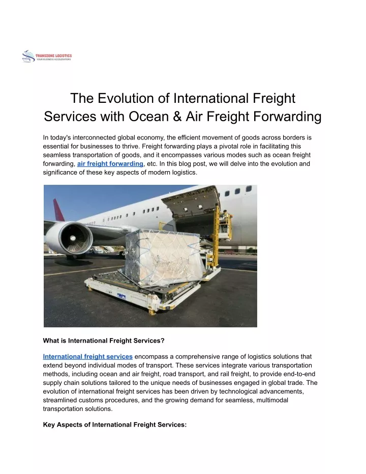 the evolution of international freight services