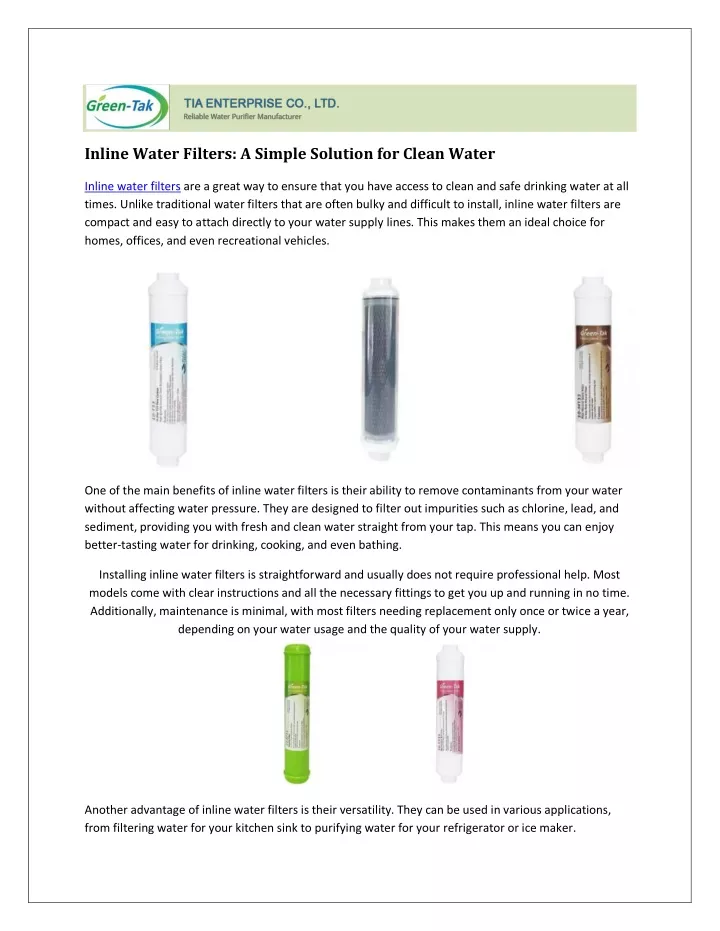 inline water filters a simple solution for clean