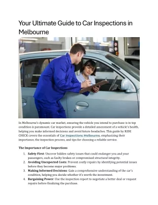 Your Ultimate Guide to Car Inspections in Melbourne