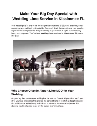 Make Your Big Day Special with Wedding Limo Service in Kissimmee FL