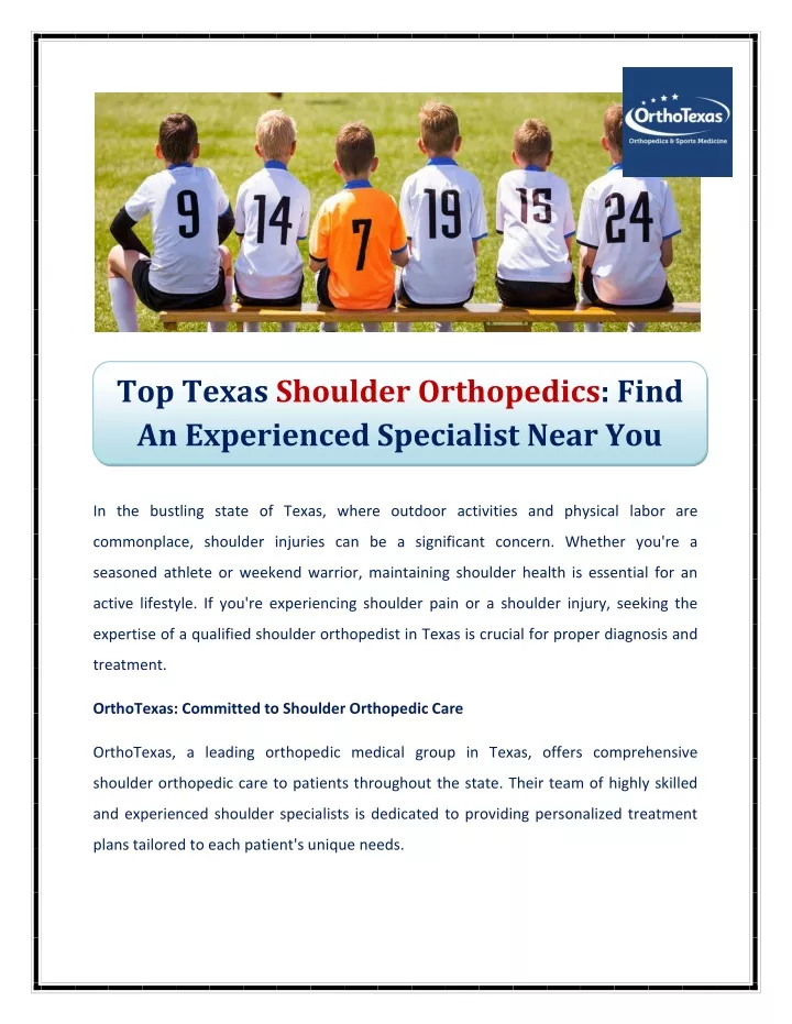top texas shoulder orthopedics find