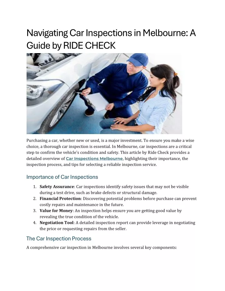 navigating car inspections in melbourne a guide