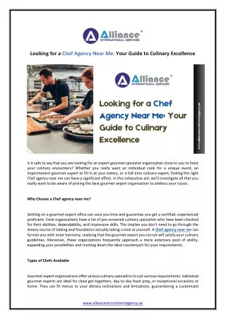 Looking for a Chef Agency Near Me Your Guide to Culinary Excellence