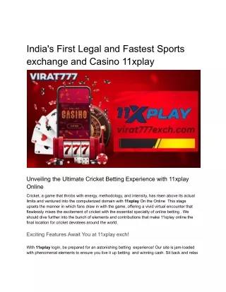India's First Legal and Fastest Sports exchange and Casino 11xplay