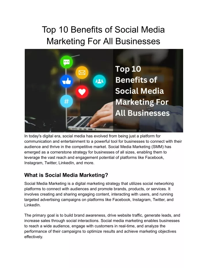 top 10 benefits of social media marketing