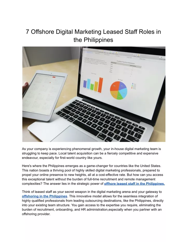 7 offshore digital marketing leased staff roles