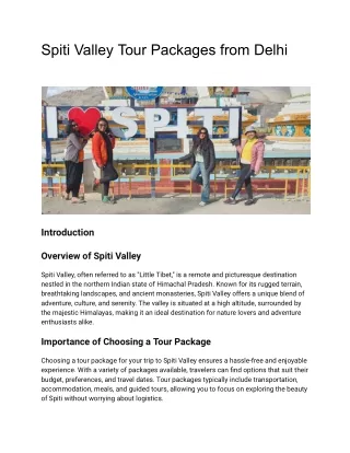 Spiti Valley Tour Packages from Delhi