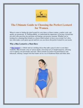 The Ultimate Guide to Choosing the Perfect Leotard for Women