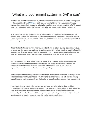 What is procurement system in SAP ariba