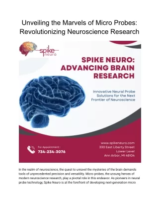 Unveiling the Marvels of Micro Probes_ Revolutionizing Neuroscience Research