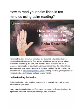 How to read your palm lines in ten minutes using palm reading