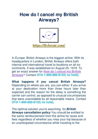 How do I cancel my British Airways