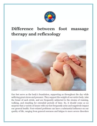 Difference between foot massage therapy and reflexology