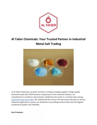 Al Taher Chemicals_ Your Trusted Partner in Industrial Metal Salt Trading