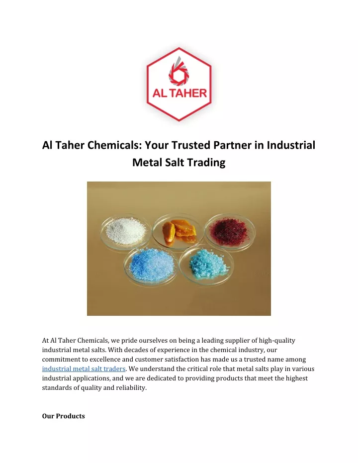 al taher chemicals your trusted partner