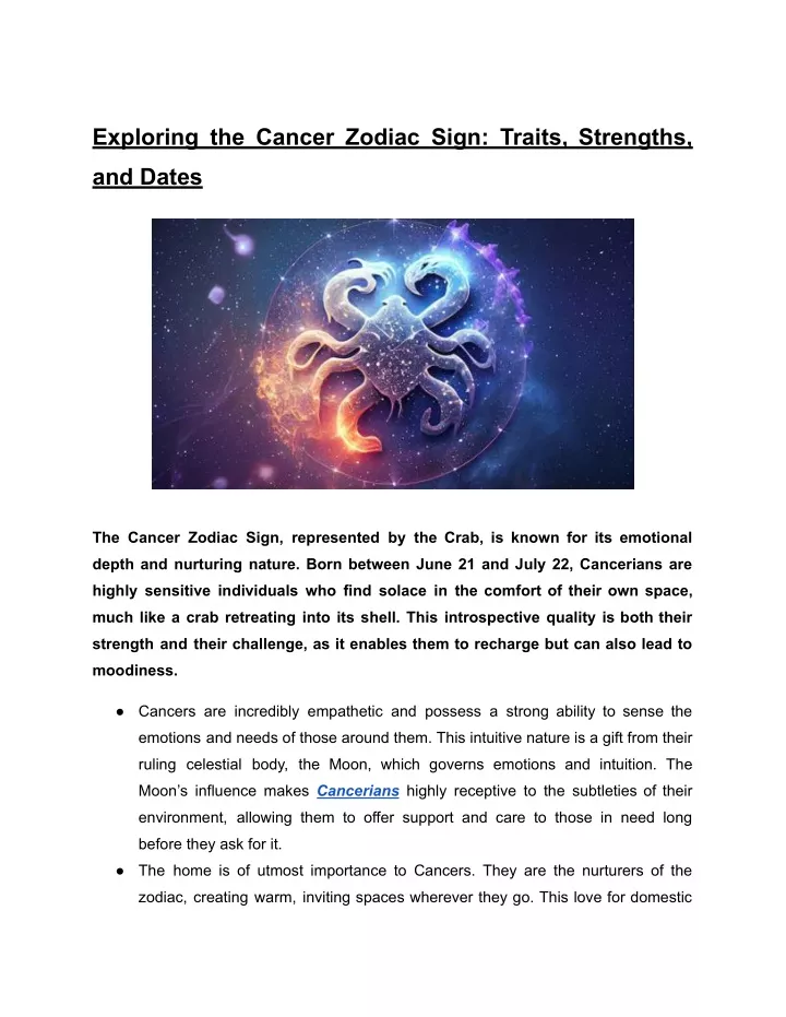 exploring the cancer zodiac sign traits strengths