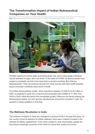 the transformative impact of indian nutraceutical