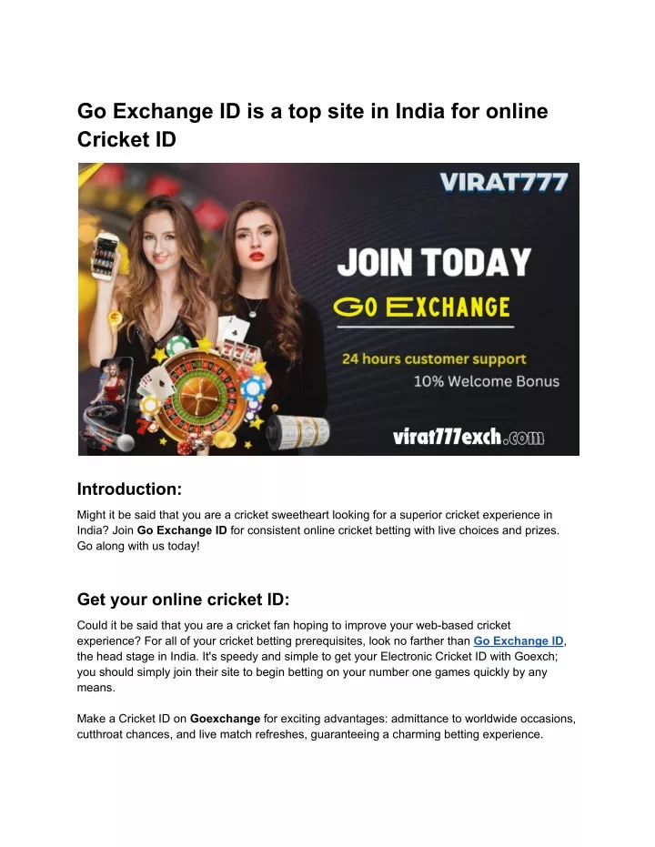 go exchange id is a top site in india for online