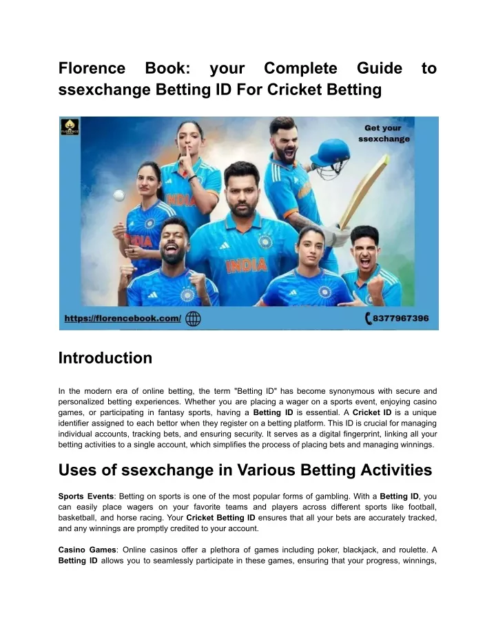 florence ssexchange betting id for cricket betting