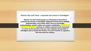 Sharma Tour and Travel - corporate taxi service in Chandigarh