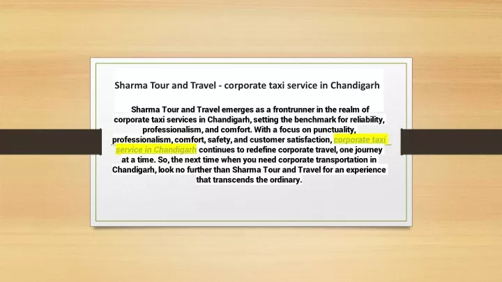 sharma tour and travel corporate taxi service