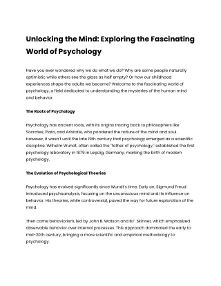 Unlocking the Mind_ Exploring the Fascinating World of Psychology