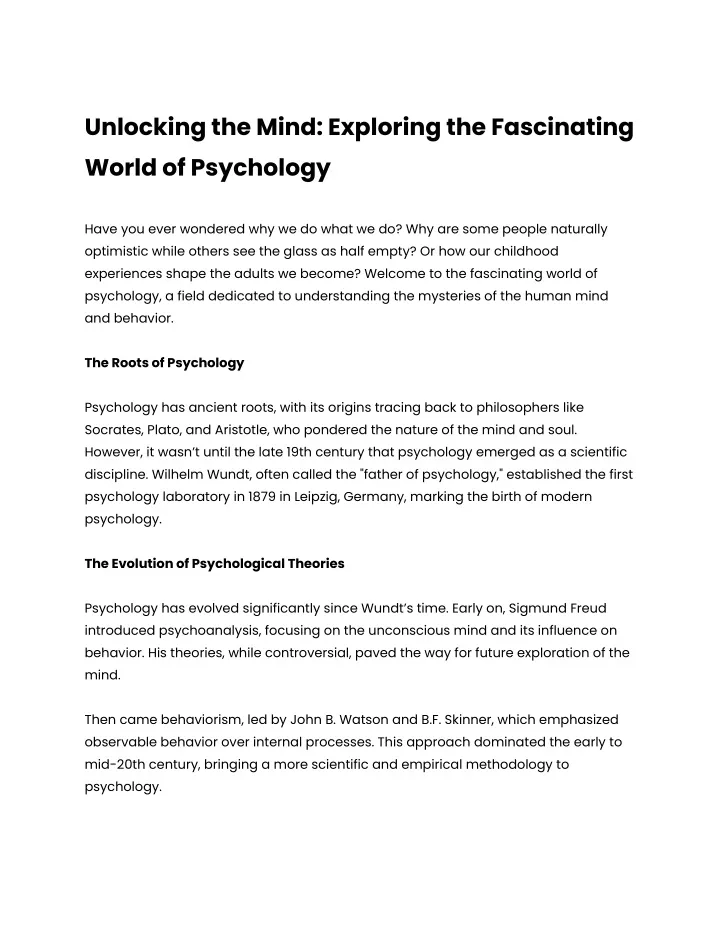 unlocking the mind exploring the fascinating