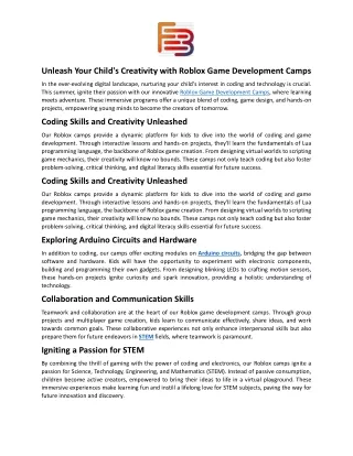 Unleash Your Child's Creativity with Roblox Game Development Camps