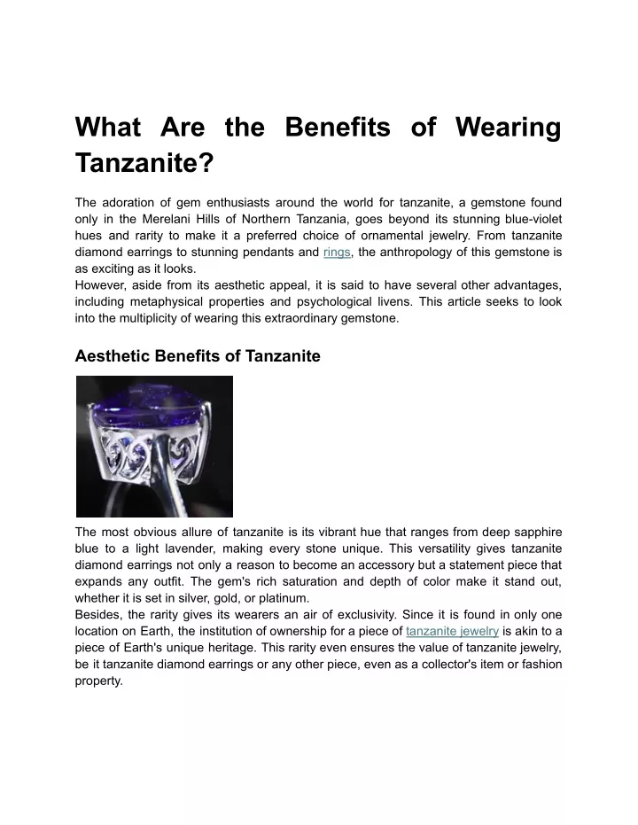 what are the benefits of wearing tanzanite