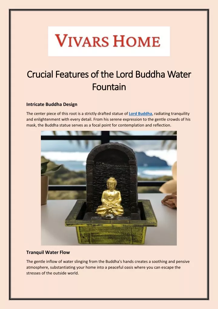 crucial features of the lord buddha water crucial